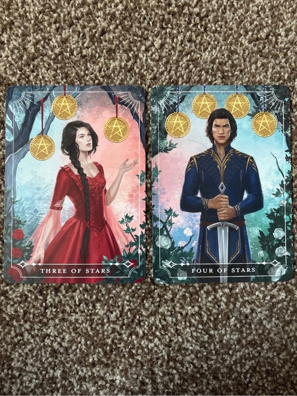 fairyloot one dark window three of stars and four of stars tarot cards